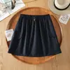 Falda Corta de Estilo Workwear Americano de Cintura Alta con Cordón Elástico en la Cintura, Corte A, Adelgazante, Anti-Exposición