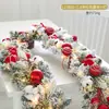 Decoración Navideña Ratán Encriptado Hotel Centro Comercial Ventana Escalera Escena Diseño Nieve Flockada Ratán Colgantes de Puerta