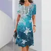 2024 comércio exterior transfronteiriço nova roupa feminina fera marinha impressão digital 3D verão elegante manga curta saia moda venda quente explosão