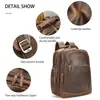 Mochila de Couro Crazy Horse Masculina de Grande Capacidade para Negócios e Uso Diário Couro Bovino de Primeira Camada Multifuncional Mochila para Computador de 17 polegadas Venda por Atacado