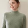 Suéter de Punto de Cachemira para Mujer Otoño/Invierno 2025, Cuello Medio Alto, Estilo Versátil, Diseño de Siete Agujas, Suéter Base de Lana
