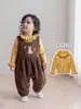 Conjunto Retro Francês Outono e Inverno para Crianças Menina Suéter de Tricô Macacão Coelhinho Conjunto de Duas Peças Roupa Infantil