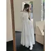 Elegante vestido largo de una manga para mujer, nuevo estilo 026, hombros descubiertos, ceñido a la cintura, adelgazante, línea A, largo