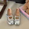 Venta Caliente Zapatos de Tacón Grueso Bajos Franceses de una Sola Pieza para Mujer Nuevo Estilo Verano 2026 con Faldas Lazo Punta Redonda Mary Janes