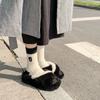 Calcetines de Contraste Bordados en Blanco y Negro Calcetines de Media Caña para Mujer Otoño e Invierno Gruesos Cálidos Estilo Japonés para Exterior Calcetines Apilados de Cibercelebridad