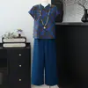 Nuevo Conjunto de Verano Estilo Chino para Mamá Conjunto de Camisa Estilo Nacional Retro Modelo Nuevo 2026 Conjunto de Dos Piezas Top de Verano para Mujeres de Mediana Edad y Mayores