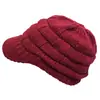 Gorra de punto popular transfronteriza europea y americana de eBay 2019 para mujer con cola de caballo, visera, sombrero de lana, a cuadros cuadrados