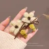Pinza para el Cabello de Flor Tejida con Hilo Melard para Mujer, Pinza de Lazo para Frente y Flequillo Lateral, Pinza de Pato para el Cabello de Niños
