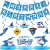 Bandera de Fiesta de Cumpleaños con Tema de Tiburón Azul Set de Colgantes Espirales Accesorios para Decoración de Escena de Cumpleaños