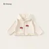 Roupa Infantil Bangxuan Outono Novo Estilo Moletom para Meninas com Renda Top Infantil Estampa de Cogumelo Jaqueta com Capuz para Meninas