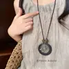 Collar colgante de resina hueca color marrón degradado estilo chino, cadena para suéter estilo vintage, accesorio de lujo ligero de alta gama