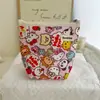 Bolsa de Cosméticos con Cremallera de Algodón Estampado de Alta Densidad Bolsa Roja Tela de Chica de la Leche de Harada Bolsa de Almacenamiento para Cosméticos