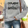 [Código Europeu Transfronteiriço] Moletom com Estampa de Letras Casual Manga Longa Gola Redonda
