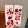 Pinzas para el Cabello Infantiles de Año Nuevo, Accesorios para el Cabello con Moño Rojo, Pasadores de Dibujos Animados Sanrio, Pinzas para Flequillo de Niña Pequeña