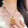 Colgante de Calabaza Chapado en Oro Tendencia de Tiktok, Dios de la Riqueza Amarillo, Brújula de los Ocho Tesoros Propicios, Cadena para Suéter de Cuerda para Cumplir Deseos al por Mayor