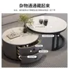 Mesa de centro de laje de rocha, uma opção elegante e luxuosa para salas de estar, uma pequena mesa de centro redonda para uso doméstico, uma mesa lateral casual para a sala de estar, uma pequena mesa de chá redonda
