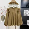 Camisa de Mujer Otoño Retro Francés Auricularia Cuello Volante Manga Larga Elegante Suave Adelgazante Versátil Top Tipo Muñeca