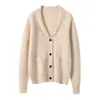 Suéter de Cachemira Tejido Trenzado Vintage para Mujer, Cárdigan para Otoño e Invierno, Holgado y Casual con un Toque Sofisticado, Abrigo de Punto con Cuello Revatible