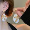 Pendientes Geométricos de Amor con Goteo de Aceite de Aguja de Plata Corea del Sur Pendientes Sencillos de Flores Pendientes de Moda Elegantes Pendientes de Alta Gama para Mujeres