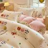 Conjunto de Quatro Peças de Veludo Leite Espesso de Inverno, Lençol de Cama de Veludo Francês Fresco Estilo Ins, Capa de Edredom, Lençol com Elástico, Conjunto de Três Peças