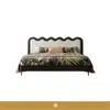 Cama de Couro Ripple 1,8 m Cama de Casal Retro Francesa Simples Quarto Principal Luxo Leve Cama de Casamento 1,5 Quarto Armazenamento Cama Grande