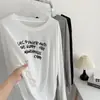 Camiseta de Proteção Solar Manga Longa Gola Redonda Estampa de Letras Coreanas Cover-Up para Mulheres, Verão Fina Solta Emagrecedora Top de Ar Condicionado Tendência