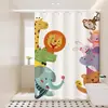 Cortina de ducha de baño de dibujos animados, tela impermeable, instalación sin taladro, cortina de ducha divisoria engrosada