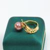 Anillo de hoja irregular especial con retención de color por inyección de oro de 14K doméstico, circonita, perla, soporte vacío, ajustable, accesorios DIY para mujer