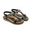 923-5 Primavera y Verano 2025 Nuevas Sandalias Planas Ligeras de Cuadros para Mujer con Banda Elástica Casual para Playa y Mar Calzado de Talla Grande