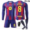 2526 Camiseta de Local de Manga Larga del Barcelona 10 Yamal 9 Lewandowski 8 Pedri 14 Rashford Traje Uniforme de Fútbol