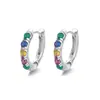 Hebilla de oreja Runxin de circonita colorida para hombre y mujer, neutral, moderna, ins, aretes individuales, arete de oreja geométrico de diamante de color de lujo ligero a la moda