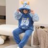 Conjunto de Pijama de Felpa con Capucha de Dibujos Animados Espeso y Cálido de Invierno para Niños y Niñas, Ropa para el Hogar