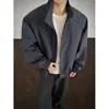 Chaqueta corta de estilo americano desestructurada para otoño, corte holgado, con cuello alto, abrigo de trabajo, top versátil para hombre