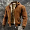 Chaqueta con capucha de forro polar engrosado, nueva popular europea y americana para otoño e invierno, sudadera con capucha tipo gofre que favorece la figura, transfronteriza para hombre