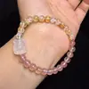 Pulsera de Cristal de Fresa Huangtaishan Natural Gelatina de Lichi Zorro de Nueve Colas Nuevo Estilo Chino Diseño de Moda Joyería al por Mayor y Dropshipping