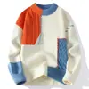 Suéter de punto patchwork de bloques de color con flecos, cosido a mano, talla europea grande, superventas transfronterizo para hombres y mujeres, suave y acogedor, venta al por mayor de fábrica para otoño e invierno