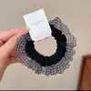 Scrunchie de estilo coreano com estampa xadrez de leopardo em rede, alta elasticidade, borda plissada tipo babado, elástico de cabelo para rabo de cavalo, acessório de cabelo