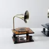 Adornos de Tocadiscos de Cristal de Lujo Ligero Creativos de Escritorio Sala de Estar Modelo de Casa Habitación Tocadiscos Decoraciones para Mueble de TV