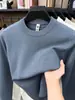 Suéter de punto de manga larga y cuello redondo para hombre para otoño e invierno, una capa base gruesa, ligera y lujosa con contenido de lana, en colores lisos, perfecto para usar en capas