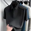 Camisa Polo Masculina de Nylon Sem Costura Ice Silk Manga Curta 2026 Verão Novo Estilo Respirável Gola Lapela Cor Lisa Casual Camiseta Masculina