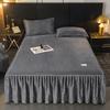 Falda de Cama de Terciopelo de Leche para Otoño e Invierno, Sábana Gruesa con Forro Polar, Cubre Cama Antideslizante con Borde de Falda, Tela Suave