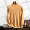 Nuevo Suéter de Cachemira para Hombre Otoño e Invierno Color Sólido Simple Versátil Base de Punto Jacquard Camisa Base