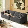 Sofá de Tecido Orelha de Elefante Baxter Minimalista Italiano Sala de Estar Apartamento Pequeno Assento Grande Creme Profundo Estilo Sofá Reto