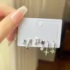 Pendientes de Estrella Incrustados de Diamantes para Mujer, Set Sencillo y Versátil de Seis Pendientes de Estrella, Modernos Pendientes Pequeños de Circonita Estilo Coreano
