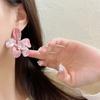 Pendientes de resina de tinta florales retro súper de hadas para mujer, diseño de nicho, sentido del temperamento, exagerados, combinan con todo, pendientes con pasador de plata 925 ~