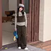 Conjunto de Otoño para Niñas 2026 Nuevo Estilo Coreano Rayas Falso Dos Piezas Manga Larga Pantalones de Pierna Ancha Conjunto de Dos Piezas para Niños Mayores