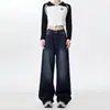 Jeans de Pierna Ancha Rectos Oscuros Estilo Retro Americano para Mujer 2024 Nuevos Pantalones Sueltos tipo Mopa