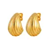 Pendientes de Moda Ins Europeos y Americanos Chapado en Oro PVD Oro de 24 Quilates Pendientes en Forma de C Pendientes Geométricos de Acero Inoxidable con Rayas Gruesas