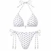 Bikini Zeriluna de Lunares con Tirantes Halter Estilo Francés Retro Sexy para Vacaciones en la Playa
