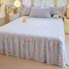 2025 Nuevo Juego de Falda de Cama de Algodón de Tres Piezas, Estilo Colcha de una Pieza, Sábana de Cama de Algodón Puro con Volantes, Falda Cubierta Envolvente para Cama Estilo Coreano